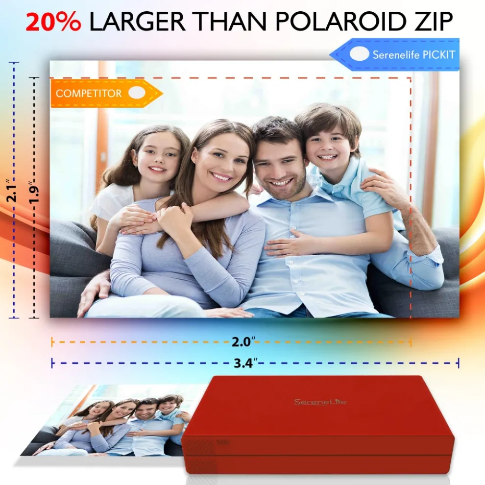 Portable Photo Printer - Instant Wireless Prints, 291dpi, Red