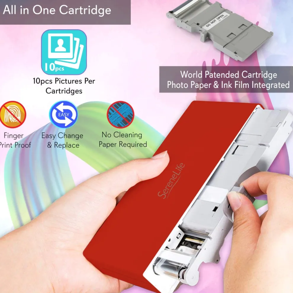 Portable Photo Printer - Instant Wireless Prints, 291dpi, Red