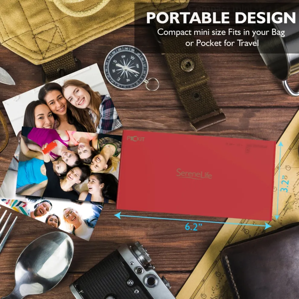 Portable Photo Printer - Instant Wireless Prints, 291dpi, Red