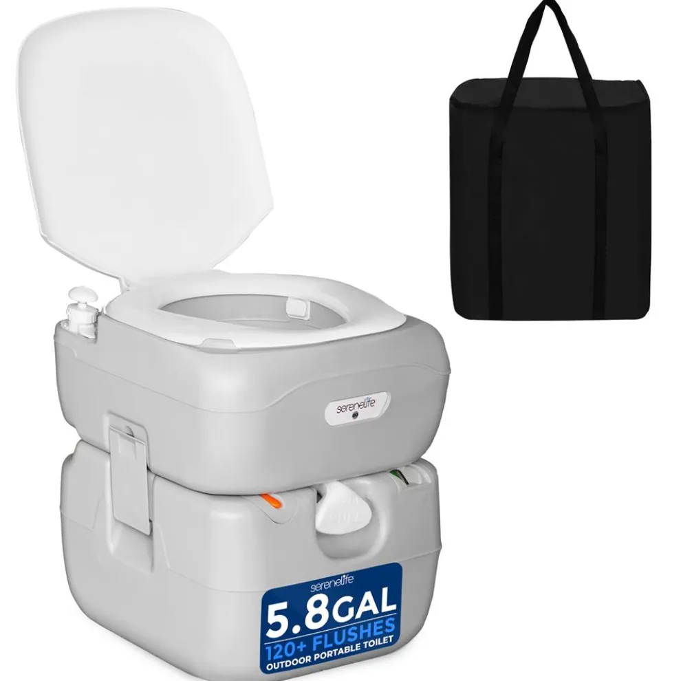 Portable Toilet 5.8 Gal Leak-Proof High-Density Polyethylene Camping