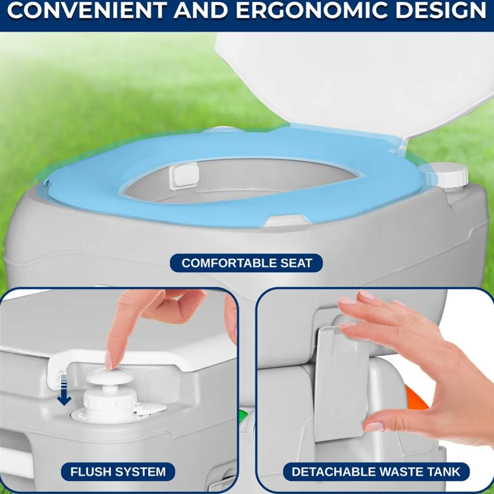 Portable Toilet 5.8 Gal Leak-Proof High-Density Polyethylene Camping