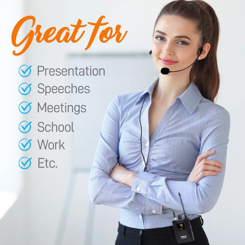 Portable UHF Wireless Mic System - 4 Mics, Bluetooth, Battery Operated