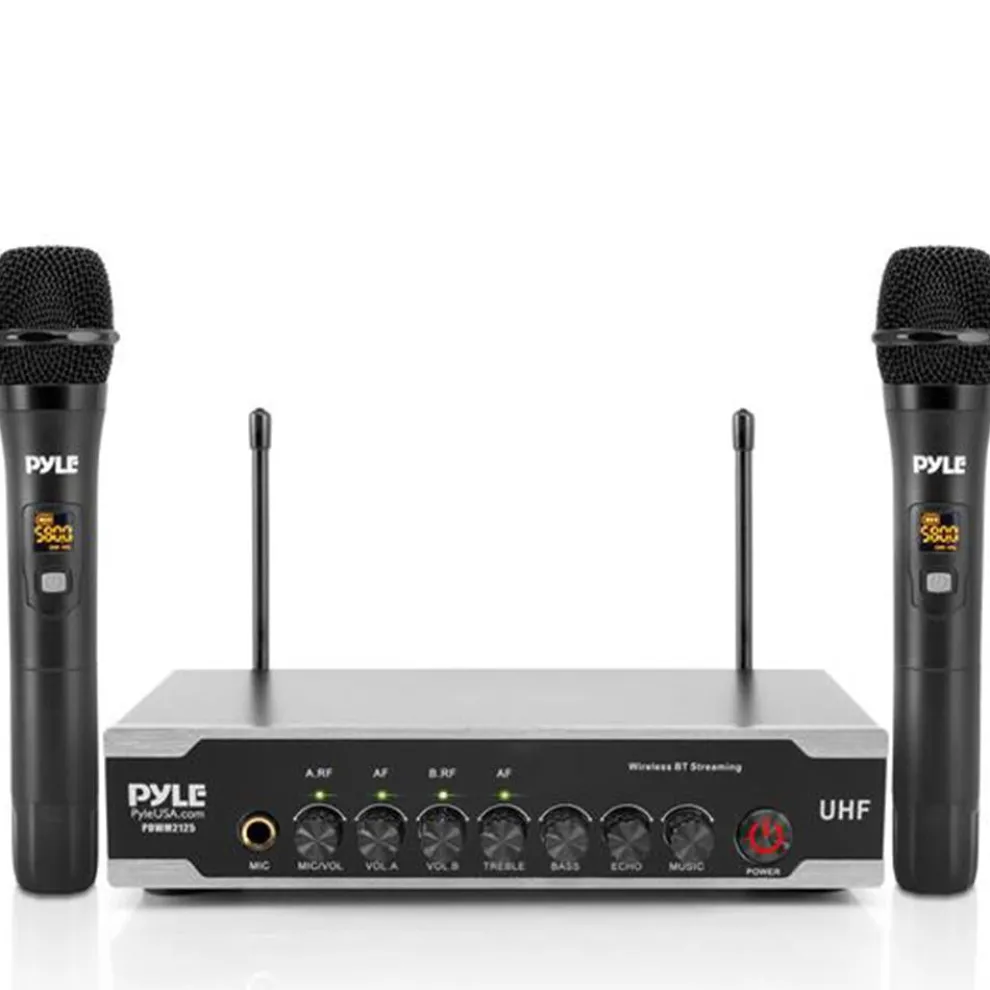 Portable Wireless Mic System - Crisp Audio, Bluetooth, Dual Handheld Mics