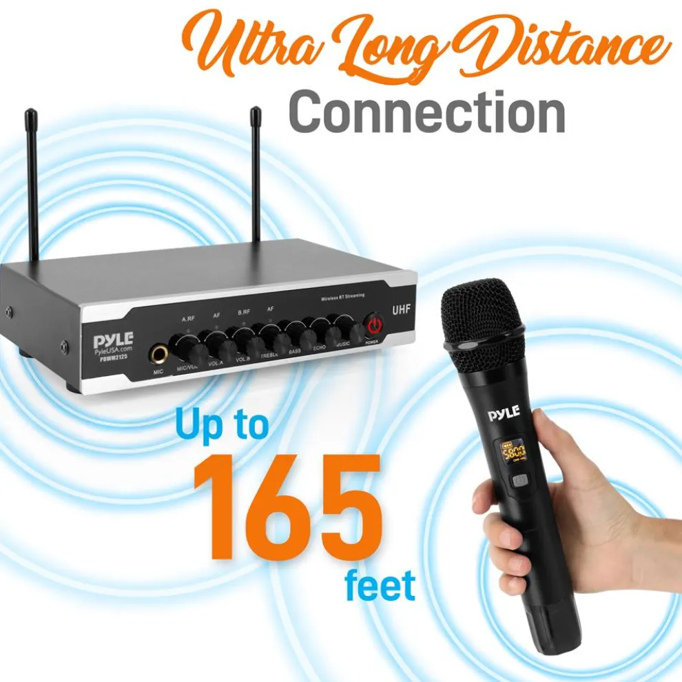 Portable Wireless Mic System - Crisp Audio, Bluetooth, Dual Handheld Mics