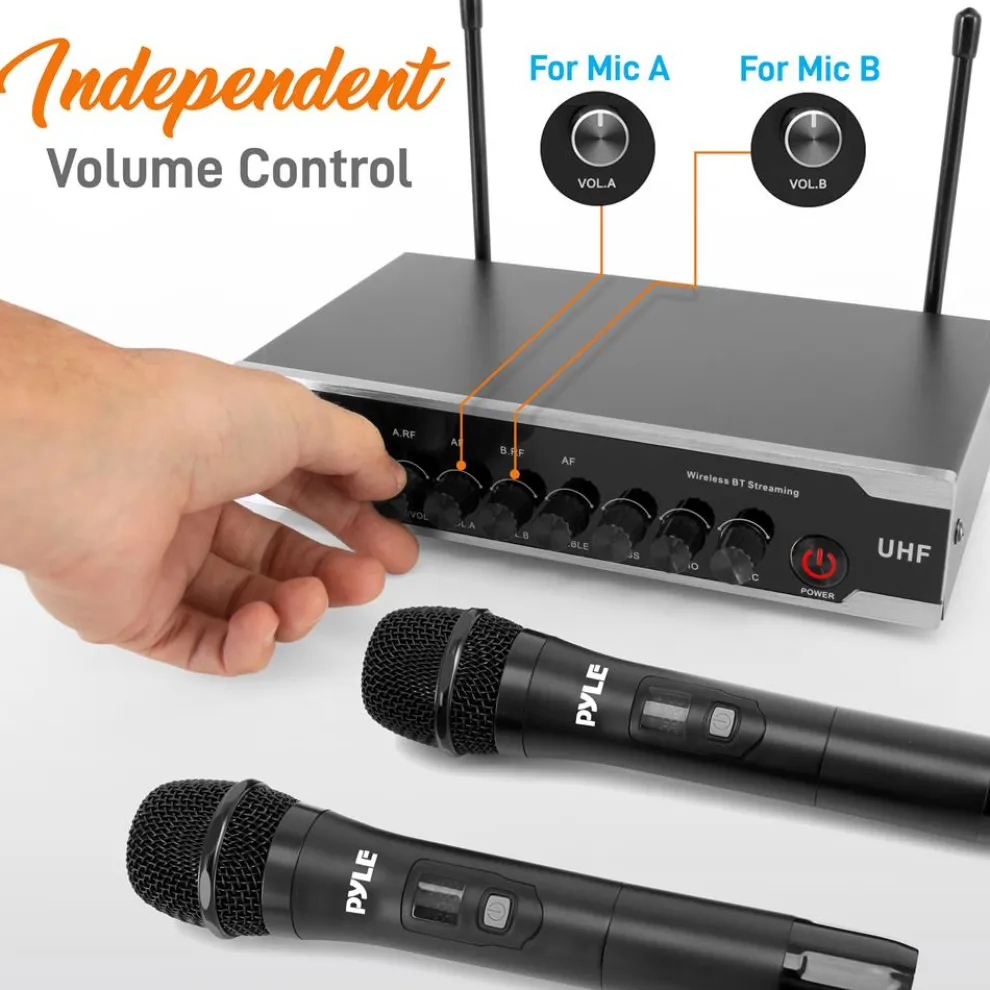 Portable Wireless Mic System - Crisp Audio, Bluetooth, Dual Handheld Mics