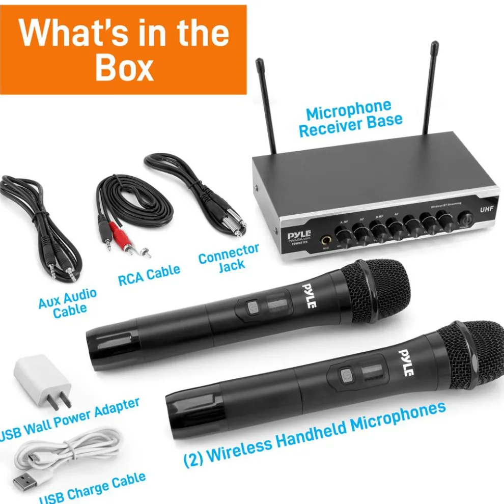 Portable Wireless Mic System - Crisp Audio, Bluetooth, Dual Handheld Mics