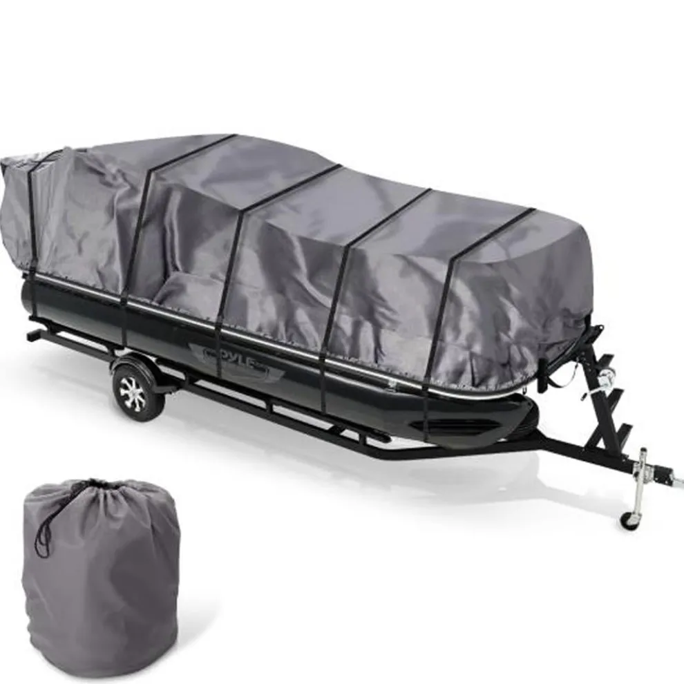 Protective Pontoon Boat Cover, Waterproof 600D Canvas, Fits 17-20ft