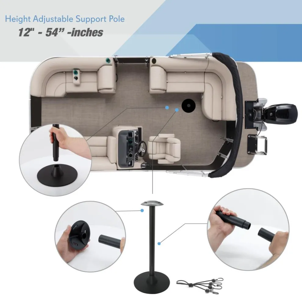 Protective Pontoon Boat Cover, Waterproof 600D Canvas, Fits 17-20ft