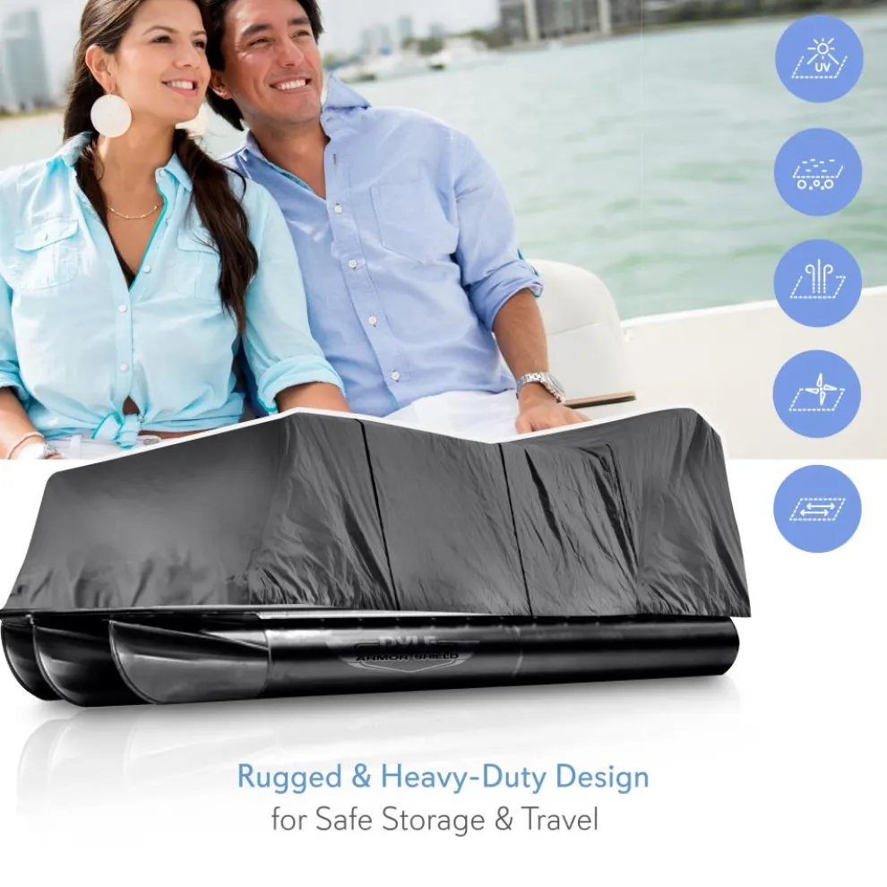 Protective Pontoon Boat Cover, Waterproof 600D Canvas, Fits 17-20ft