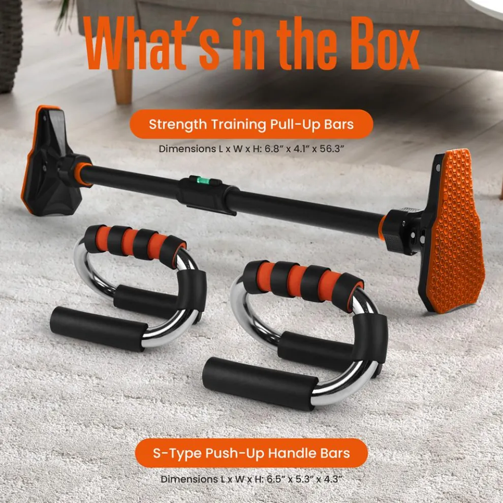Pull-Up & Push-Up Bar Kit, Full Body Workout, Non-Slip Foam Handles
