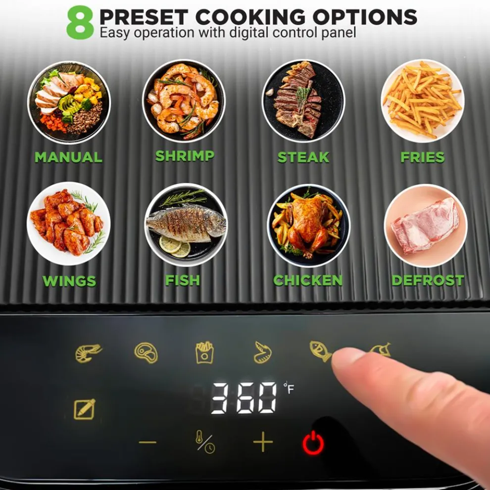 5.8QT Air Fryer, Quick Cooking, Transparent Bowl, White