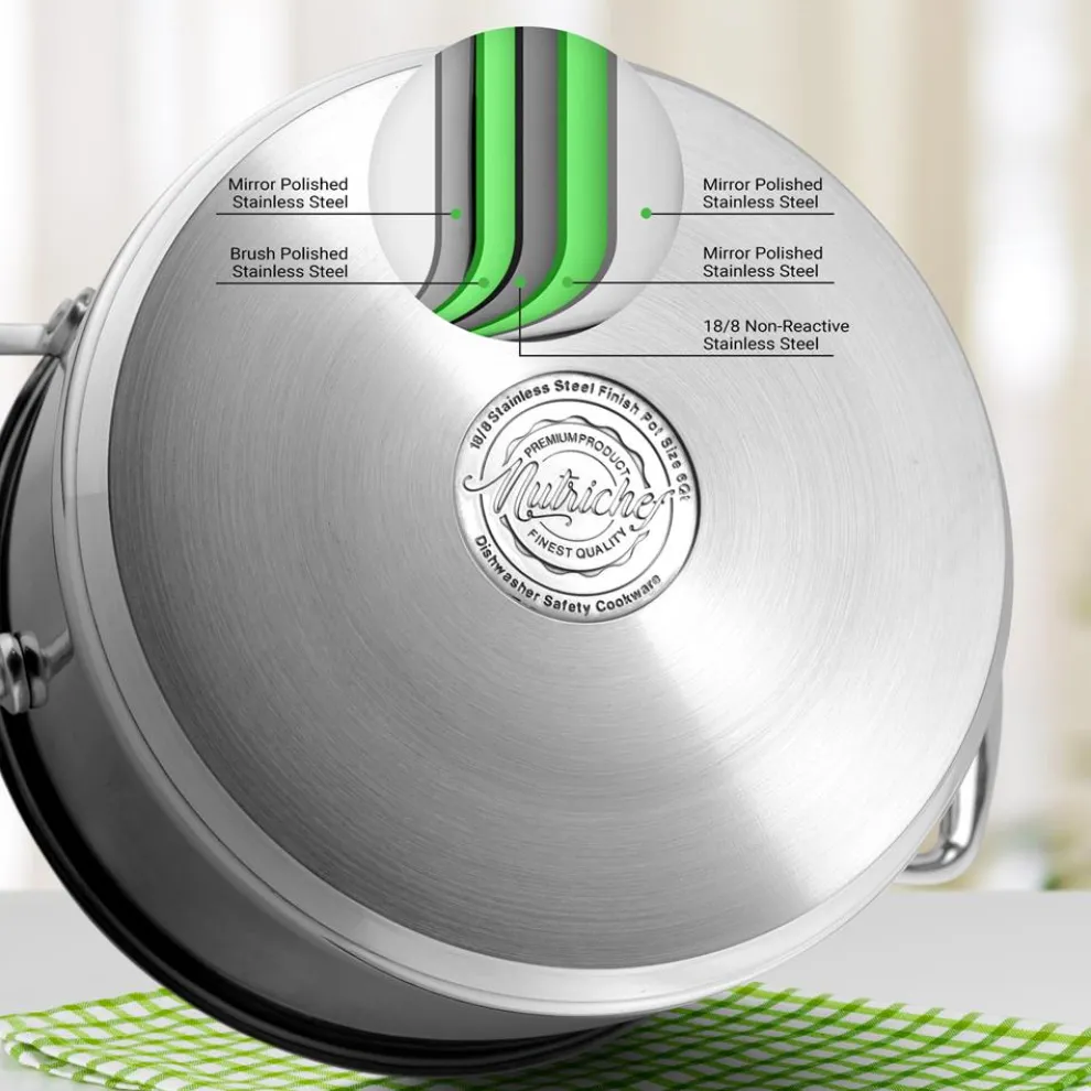 15-Quart Stainless Steel Stock Pot, Induction Safe, Tempered Glass Lid