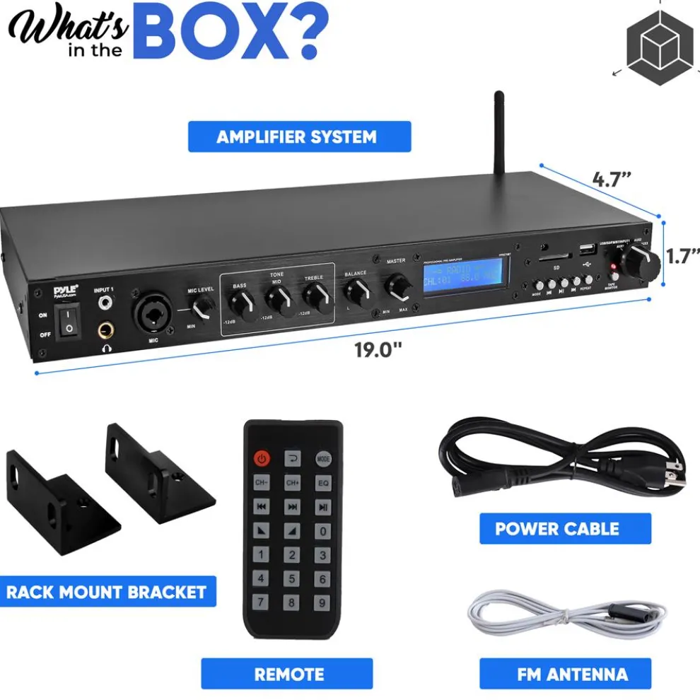 Rack Mount Pre-Amplifier - Bluetooth Streaming, Recording Mode, Metal Panel