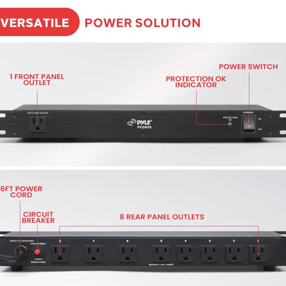 Rack Mount Surge Protector with Noise Filter & 9 Outlets