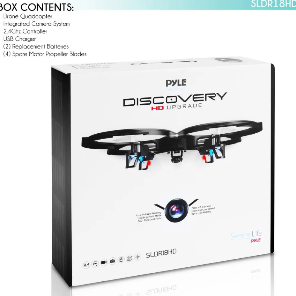 RC Drone with HD Camera, 720p Video, 6-Axis Gyro, White