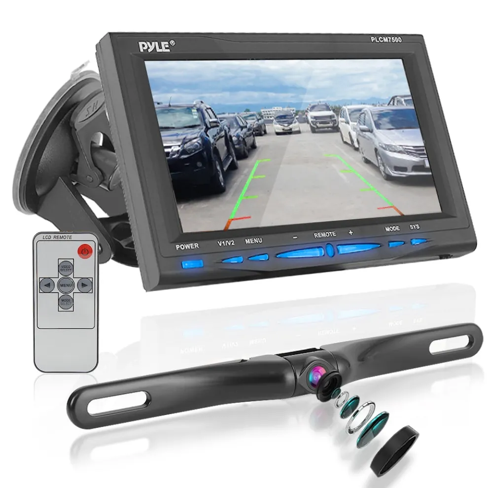 Rear View Backup Camera System, Night Vision, 7" LCD, Waterproof