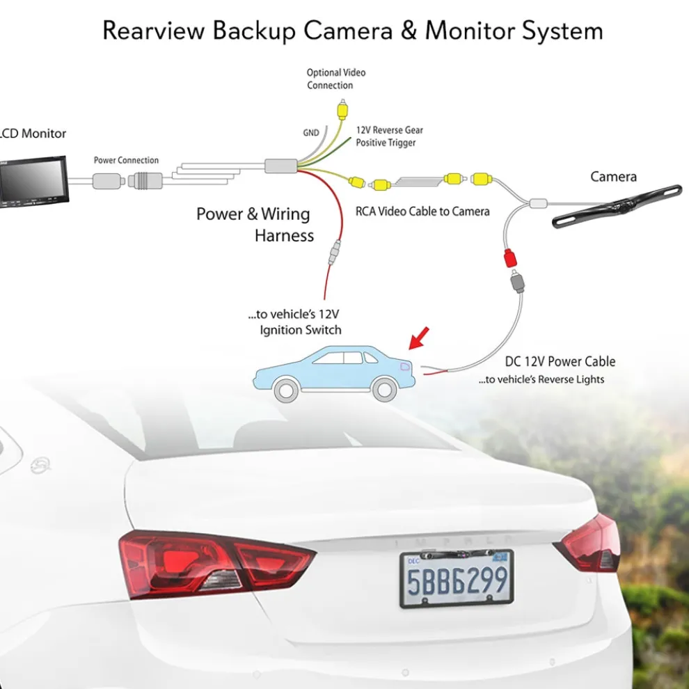 Rear View Backup Camera System, Night Vision, 7