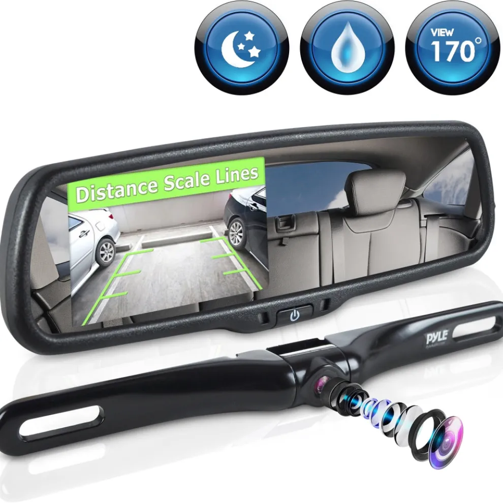 Rearview Backup Camera Kit, Night Vision, Waterproof, 4.3" Screen