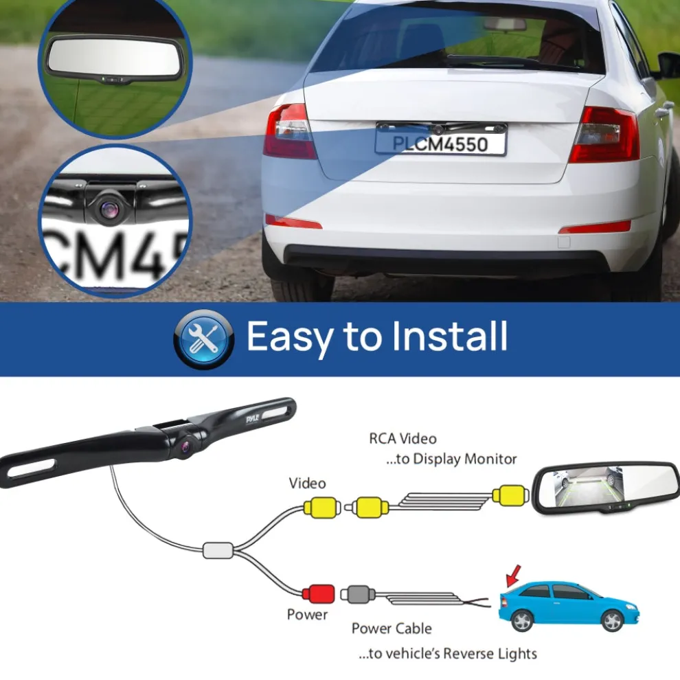 Rearview Backup Camera Kit, Night Vision, Waterproof, 4.3