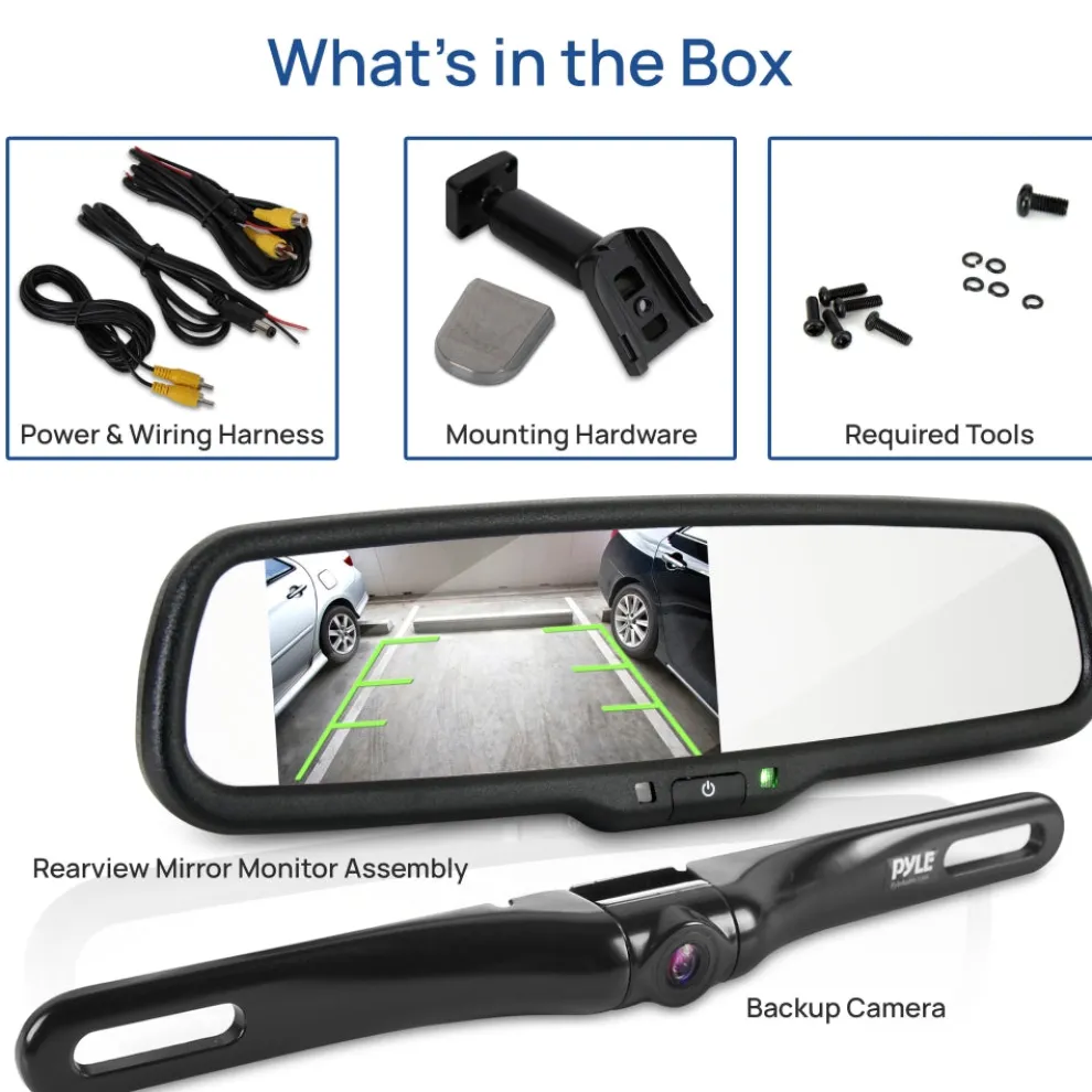 Rearview Backup Camera Kit, Night Vision, Waterproof, 4.3