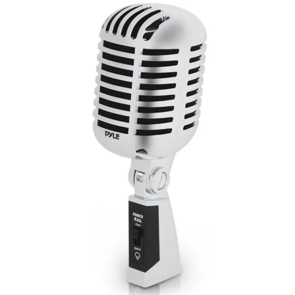 Retro Dynamic Vocal Microphone - High Clarity - Unidirectional - Silver
