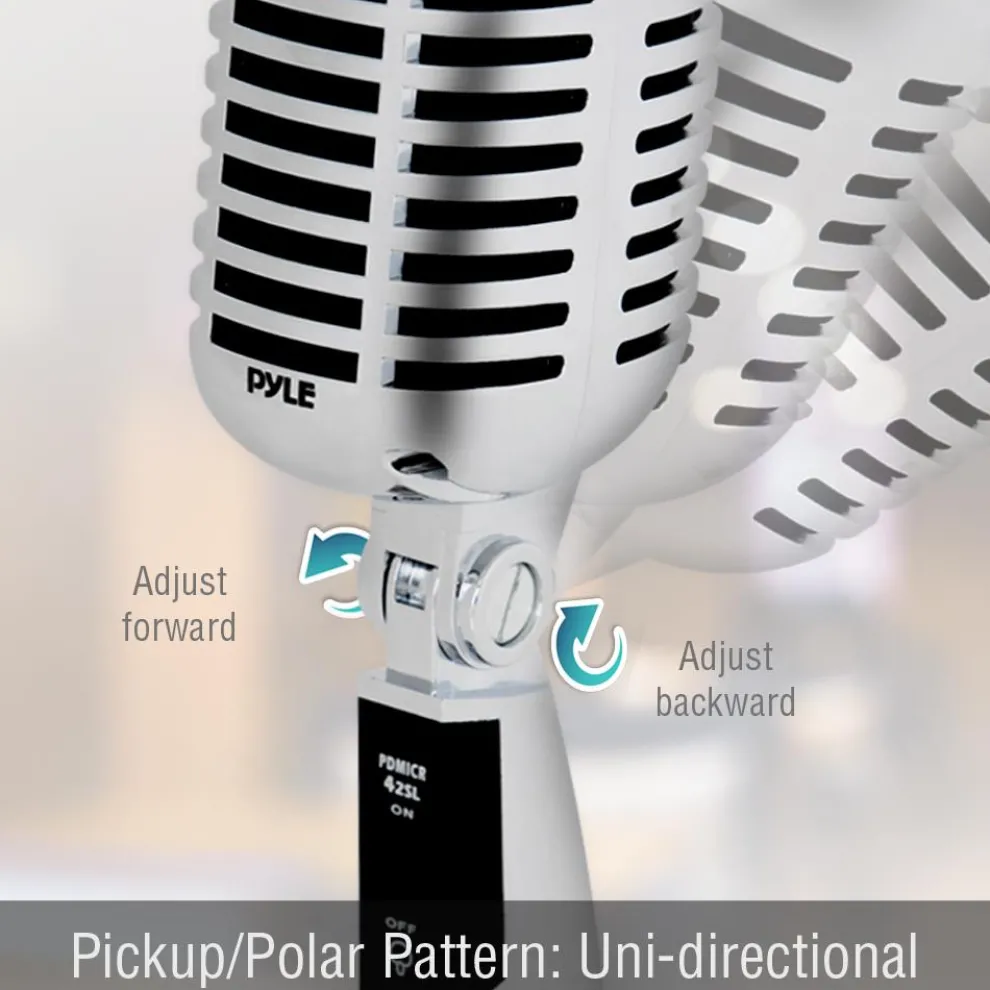 Retro Dynamic Vocal Microphone - High Clarity - Unidirectional - Silver