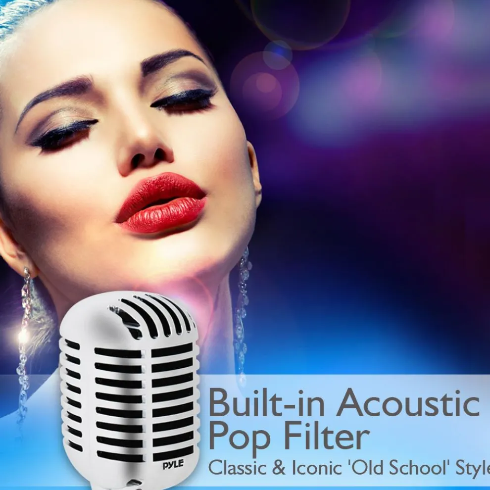 Retro Dynamic Vocal Microphone - High Clarity - Unidirectional - Silver