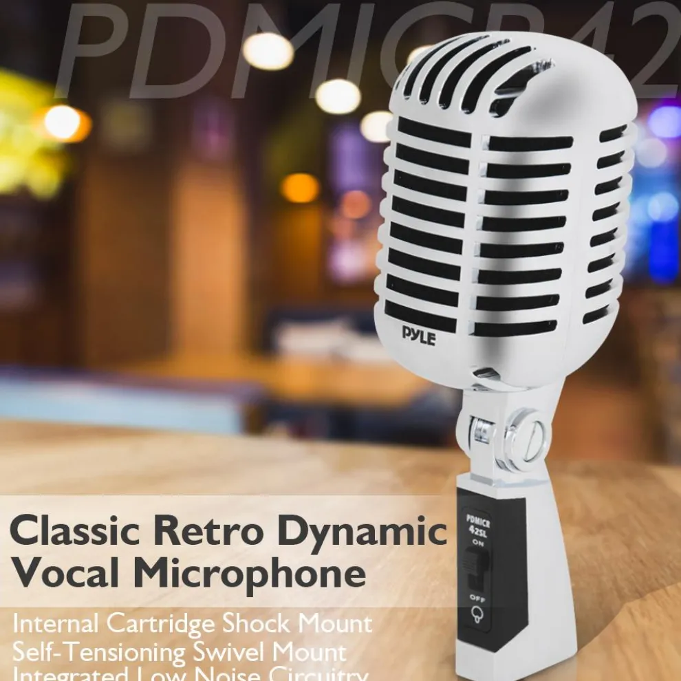 Retro Dynamic Vocal Microphone - High Clarity - Unidirectional - Silver