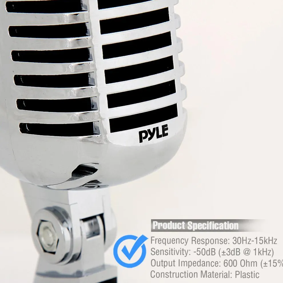 Retro Dynamic Vocal Microphone - High Clarity - Unidirectional - Silver