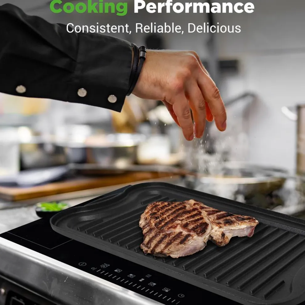 Reversible Cast Iron Griddle - Even Heat, Extra-Wide, Oven Safe