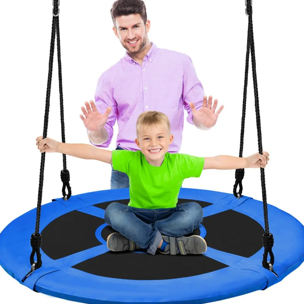Saucer Swing 40" for Kids, Waterproof, Padded Frame, Blue
