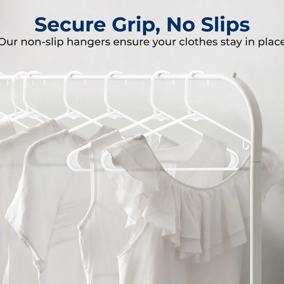 SereneLife 150 Pack Plastic Hangers, Non-Slip, Space-Saving Closet Organizers, Durable and Strong for Shirts, Sweaters, Hoodies, Kids Clothes & Dresses, Ultra-Thin, Lightweight