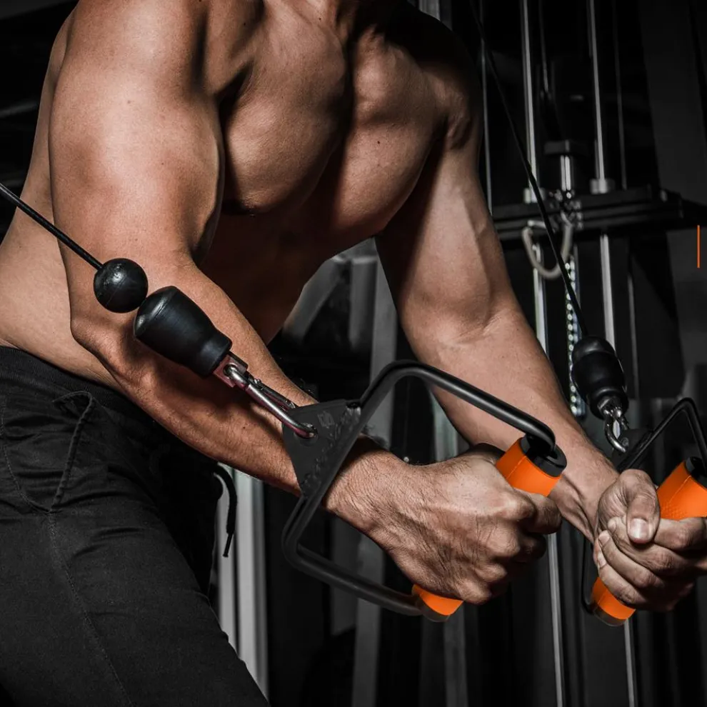 Single D Row Handle - Non-Slip Grip, 360° Rotation, Orange Handle