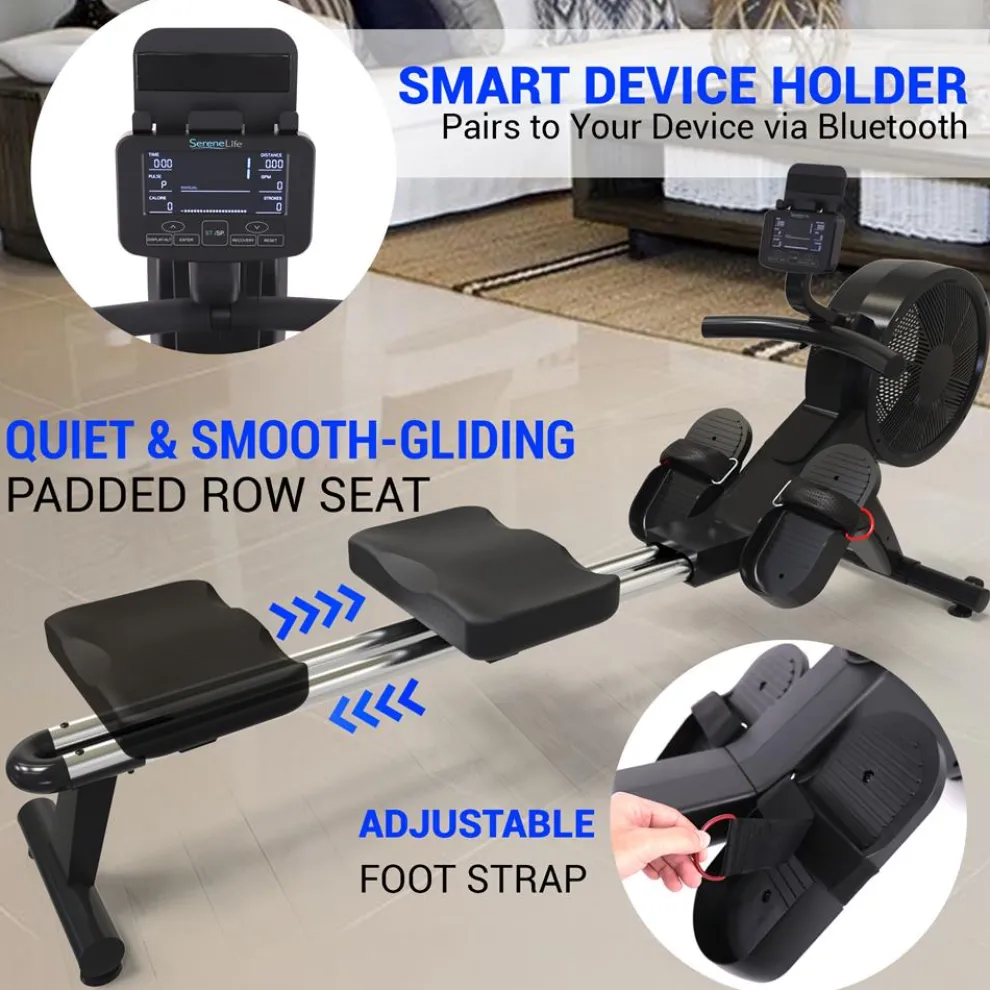 Smart Rowing Machine, 16-Level Magnetic Resistance, Bluetooth, Folding