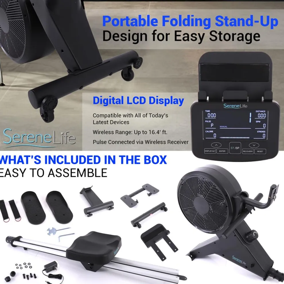 Smart Rowing Machine, 16-Level Magnetic Resistance, Bluetooth, Folding