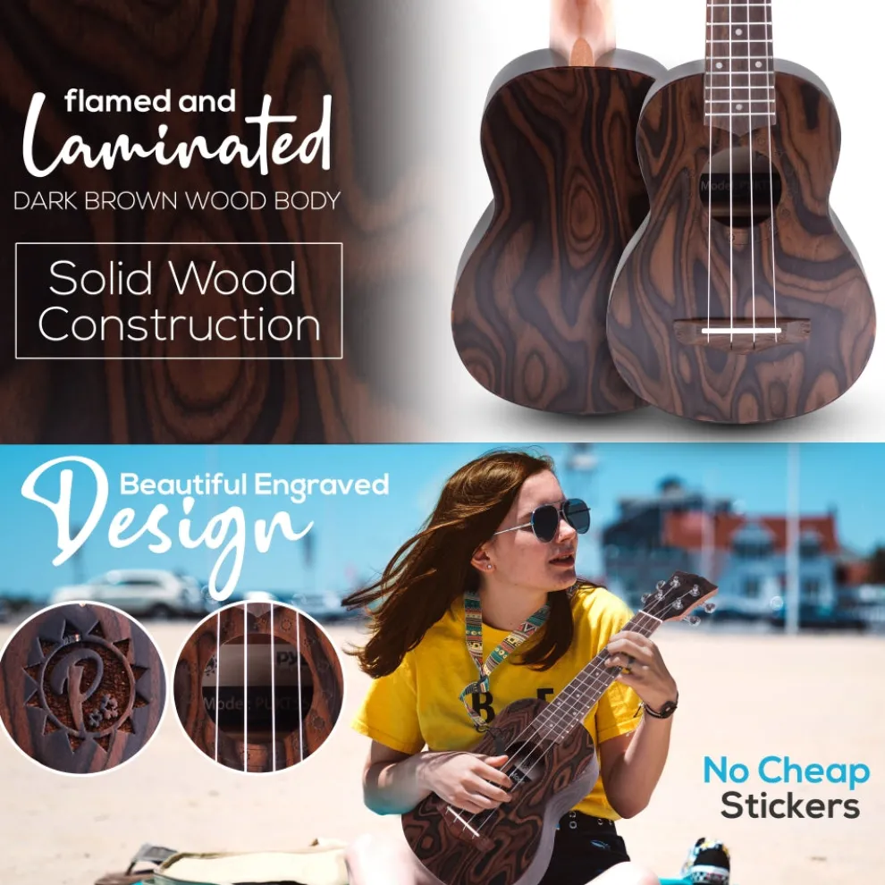 Soprano Ukulele Kit, Learn to Play, Mahogany, Digital Tuner, Gig Bag