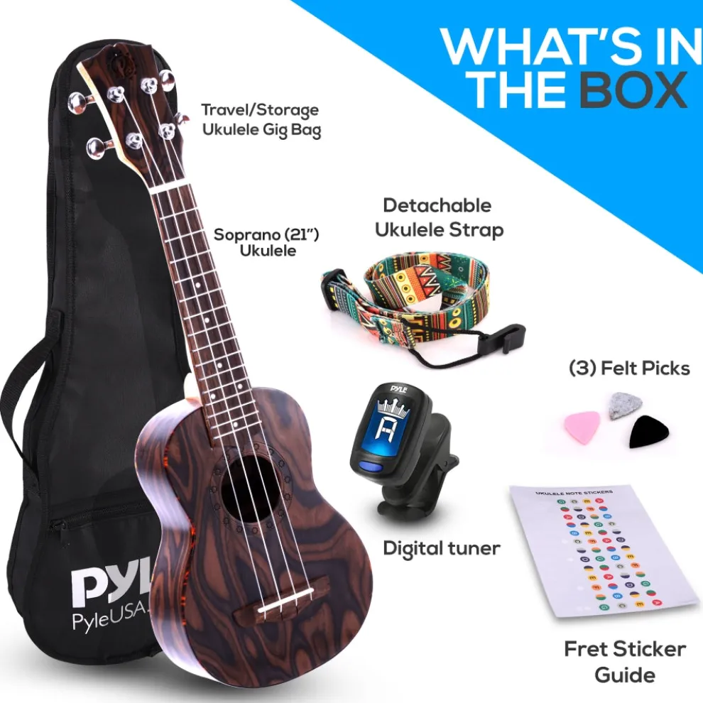 Soprano Ukulele Kit, Learn to Play, Mahogany, Digital Tuner, Gig Bag