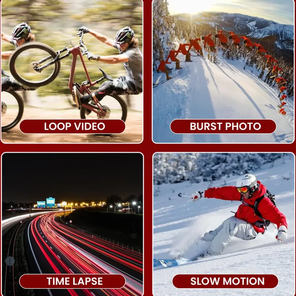 Sports Action Camera 1080p HD Wi-Fi Waterproof Case Blue