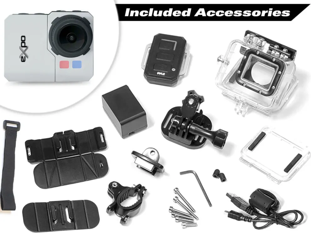 Sports Action Camera 1080p HD Video Waterproof Case Silver