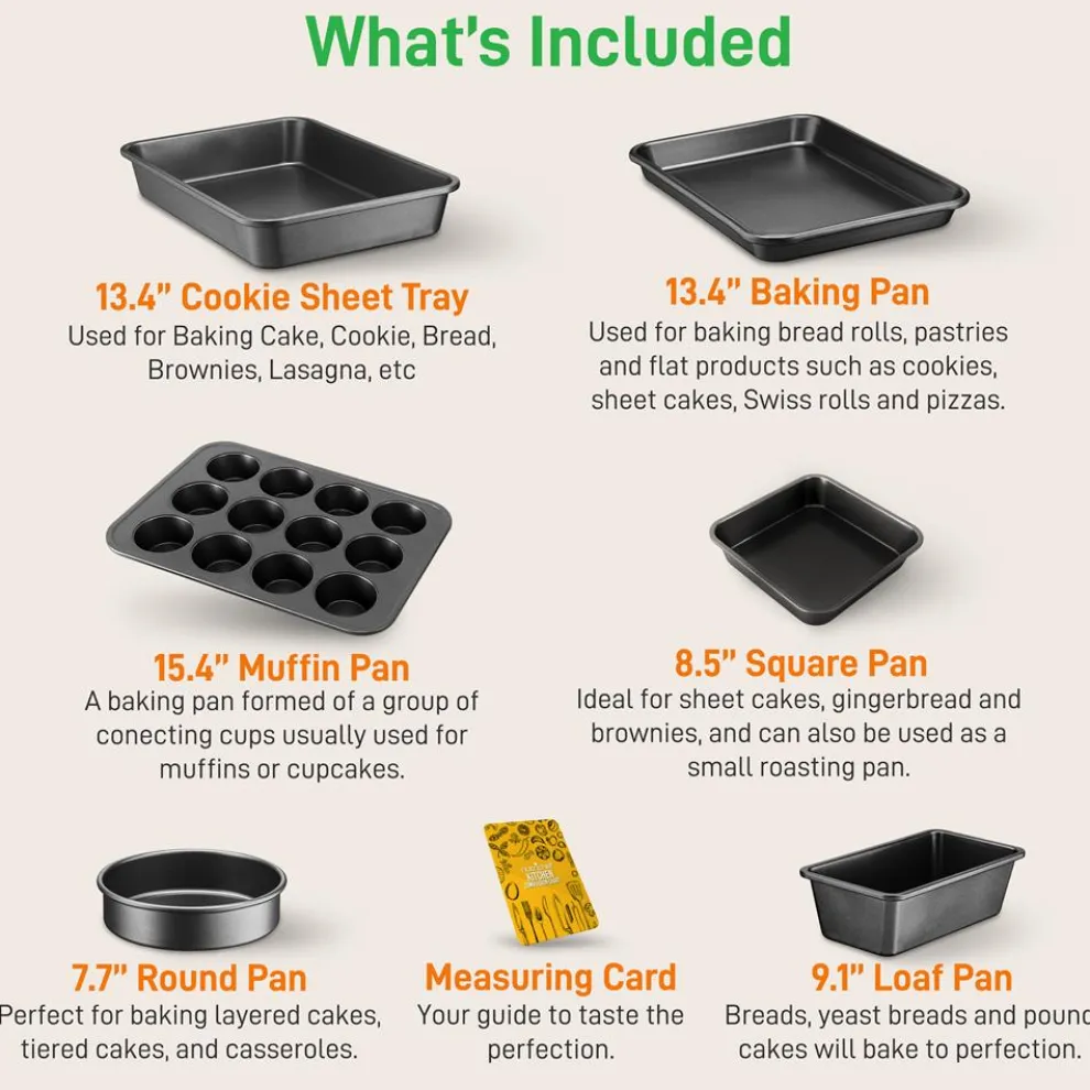 Stackable Non-Stick Bakeware Set, Easy Release Carbon Steel, Black