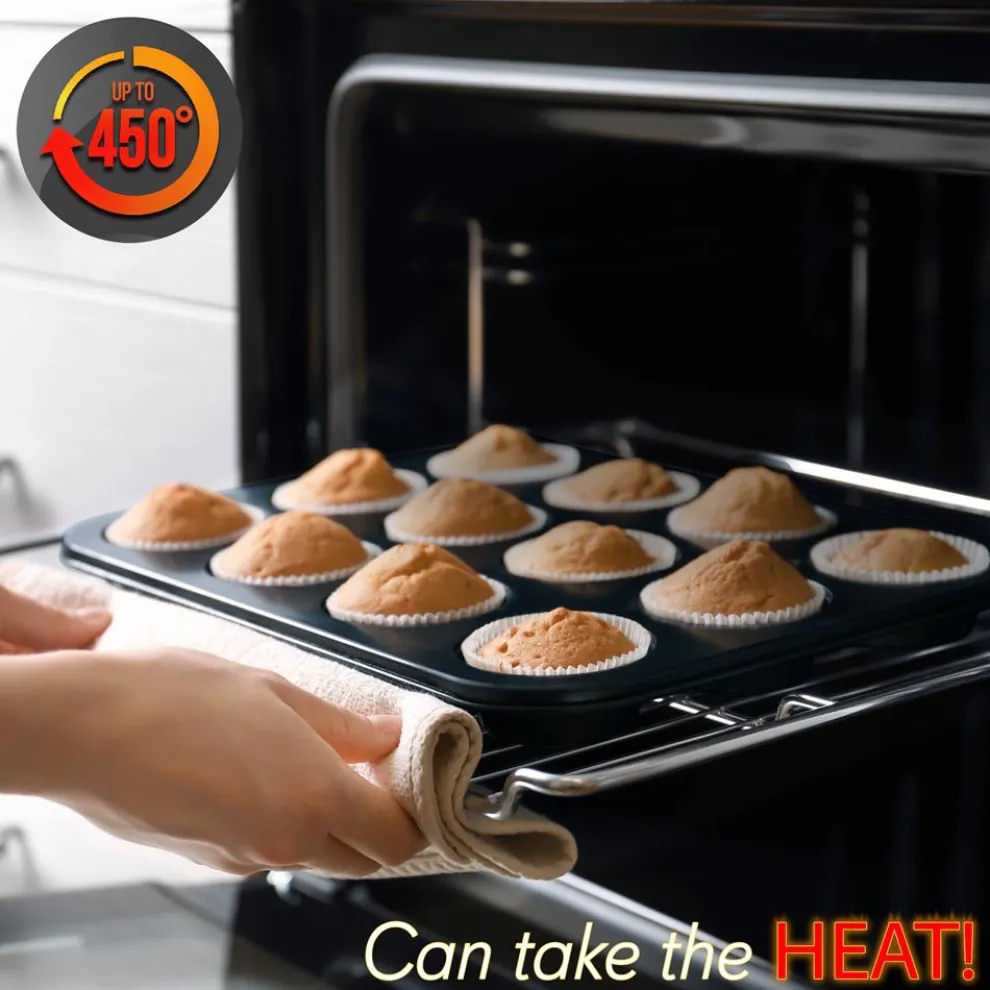 Stackable Non-Stick Bakeware Set, Easy Release Carbon Steel, Black