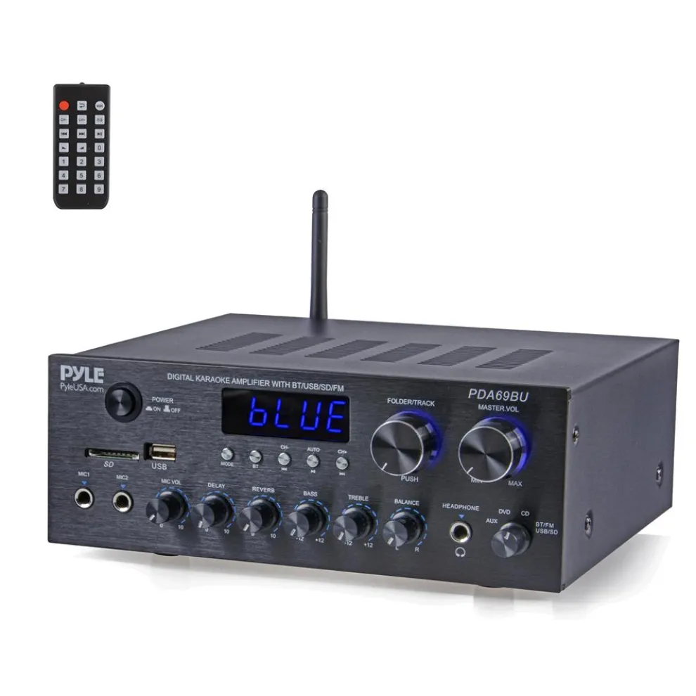 Stereo Amplifier with Bluetooth, 300W HiFi Sound, Metal Panel