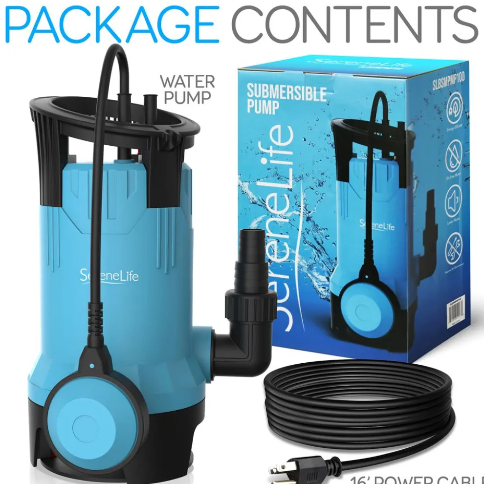 Submersible Sump Pump 3300GPH Auto Float Switch Blue Thermoplastic Body