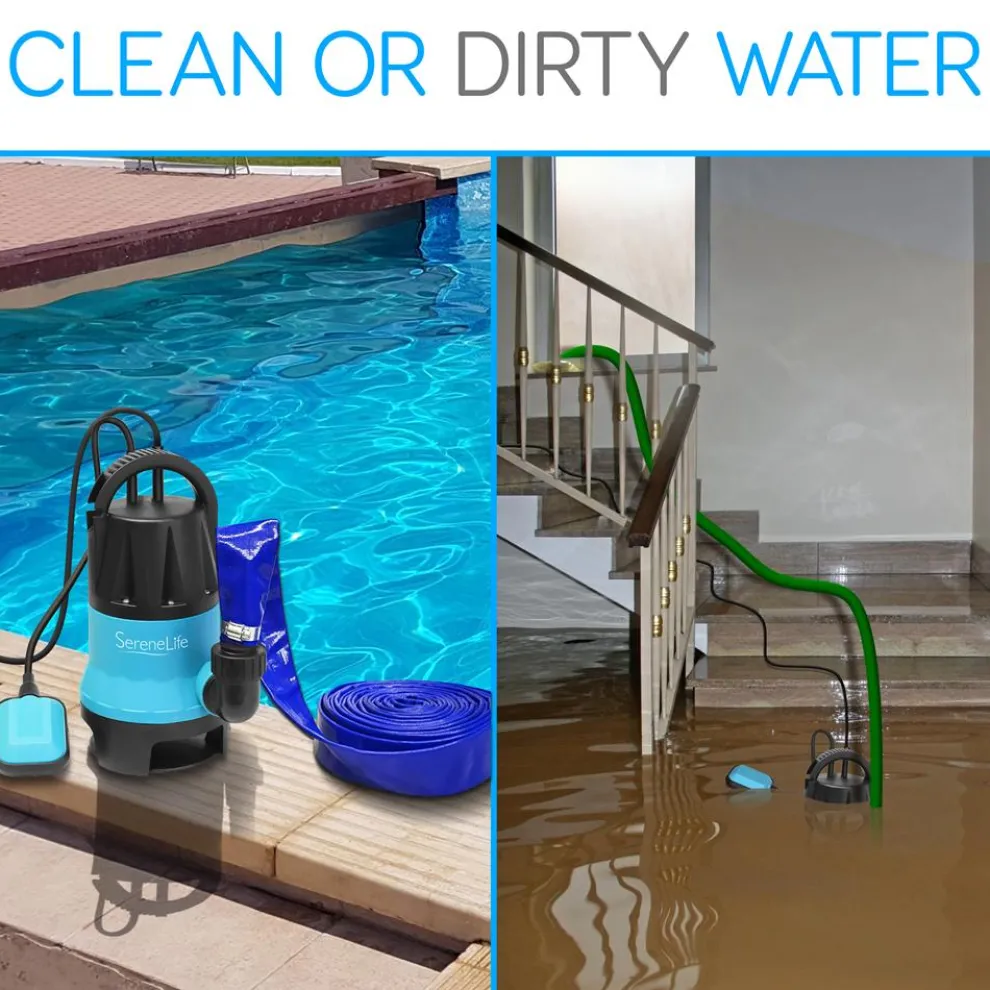 Submersible Sump Pump 1980GPH Auto Float Switch Blue 16ft Cord