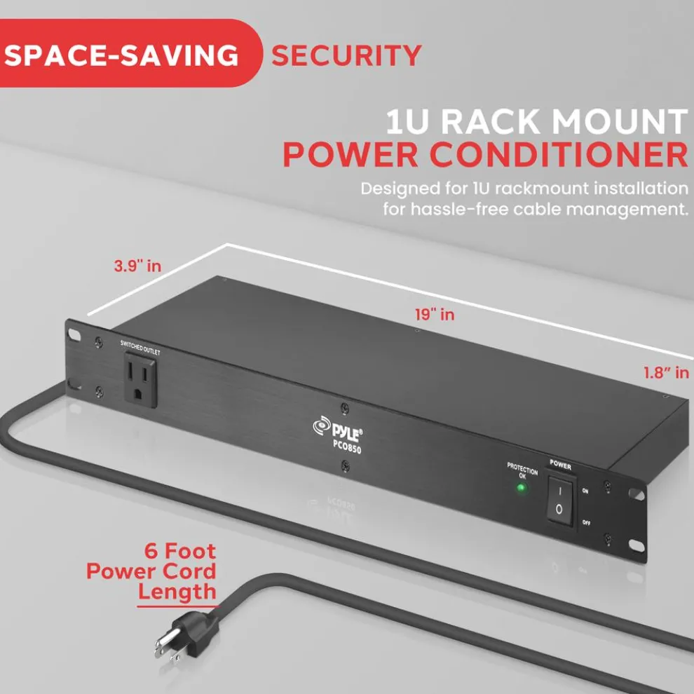 Surge Protector Power Strip 9 Outlets 15A Rack Mount AC Filter