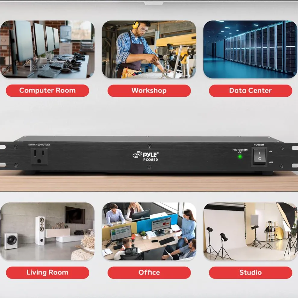 Surge Protector Power Strip 9 Outlets 15A Rack Mount AC Filter