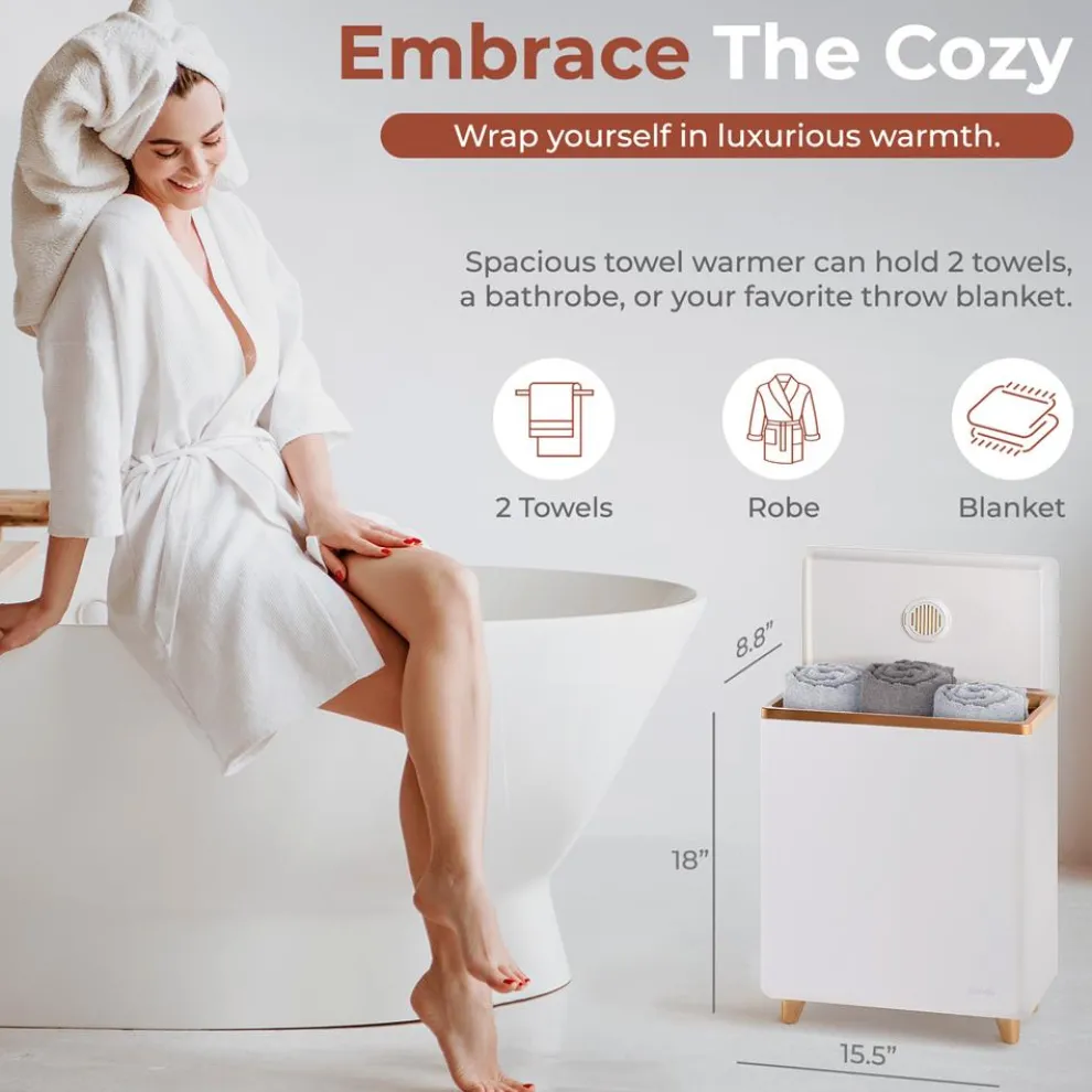 Towel Warmer with Auto Shut-Off, Holds 2 Towels, Rose Gold