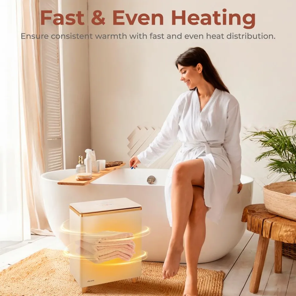 Towel Warmer with Auto Shut-Off, Holds 2 Towels, Rose Gold