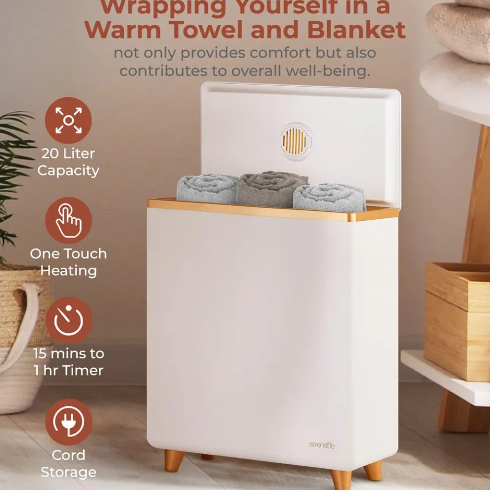 Towel Warmer with Auto Shut-Off, Holds 2 Towels, Rose Gold