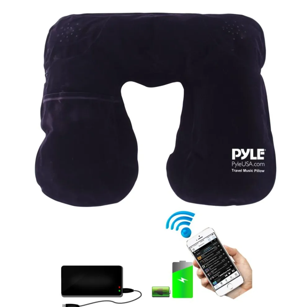 Travel Music Pillow - Neck Support, Bluetooth Speakers, Rechargeable Battery